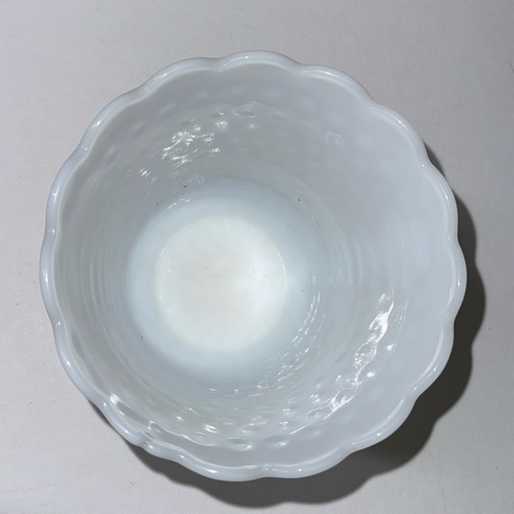 Anchor Hocking Fire King Milk Glass Hobnail & Bars Planter Bowl 5.5" Tall - Picture 3 of 4